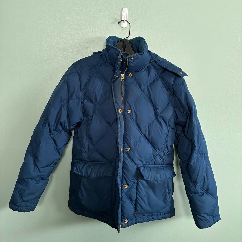 Lands’ End Blue Quilted Ski Winter Goose-down Hooded Puffer Jacket Coat Sz S